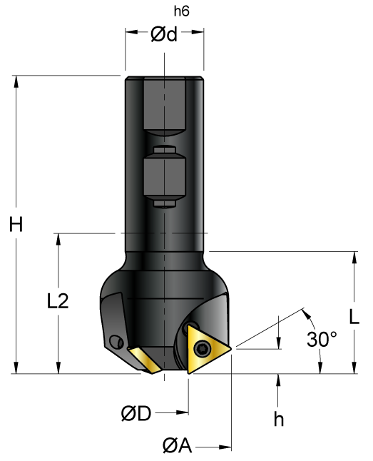 Fräser zum Fasen und Senken S616.30-16-16 (30° kurz)