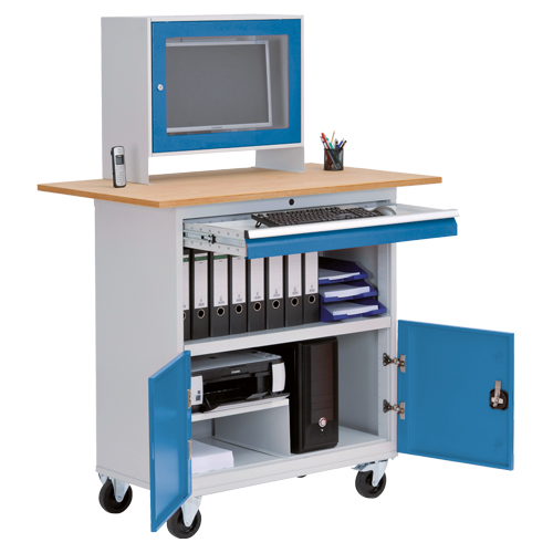 Mobile Office 2 mit Monitoraufsatzgehäuse und Arbeitsplatte, Schubladenanzahl...