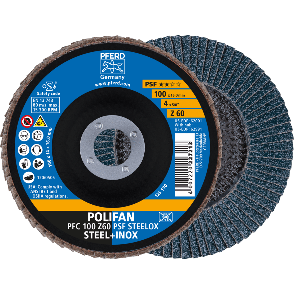 PFERD POLIFAN-Fächerscheiben PFC 100 Z 60 PSF STEELOX/16,0