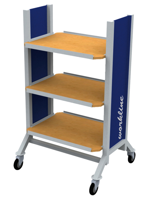 workline-Mobil, höhenverstellbar, 3x Fachboden