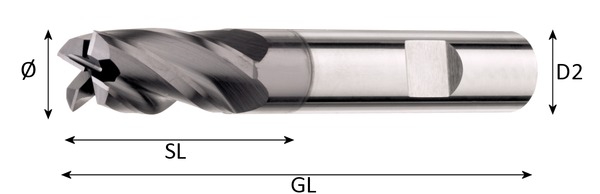 VHM-Schaftfräser UNI Black-Multi Durchmesser:12,00