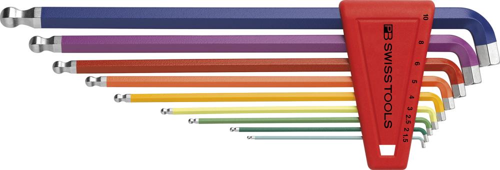 Winkelschraubendreher- Satz im Kunststoffhalter 9-teilig 1,5-10mm 100GradRainbow PB Swiss Tools