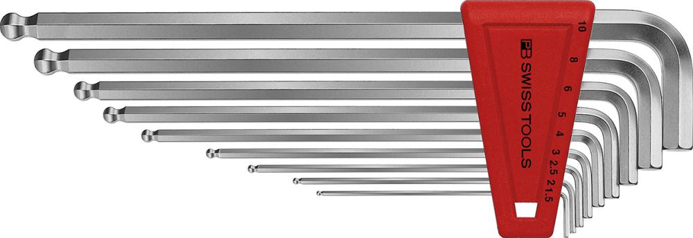 Winkelschraubendreher- Satz im Kunststoffhalter 9-teilig 1,5-10mm lang Kugelkopf PB Swiss Tools