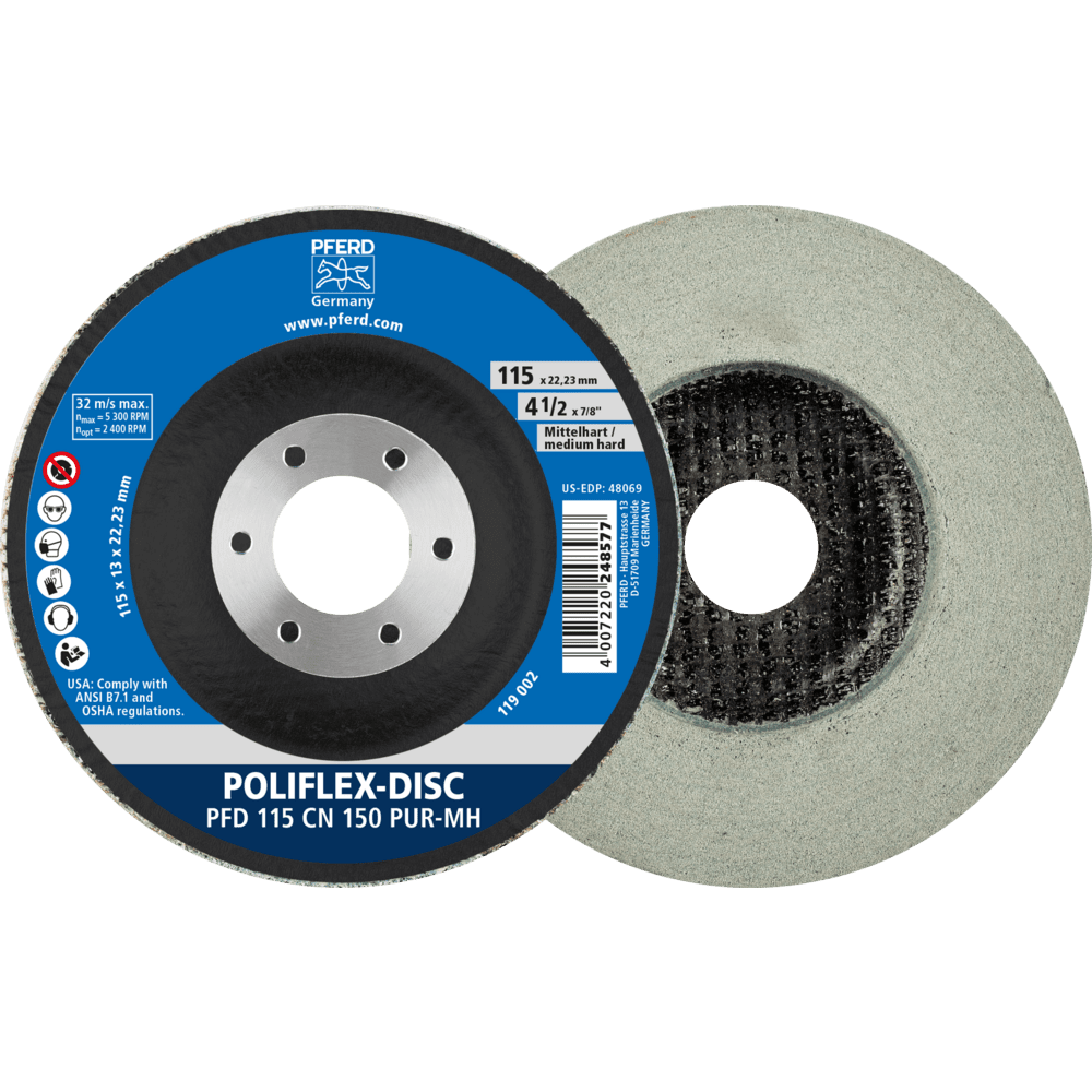 PFERD Poliflex-Feinschleif-Werkzeuge PFD 115-22 CN 150 PUR-MH