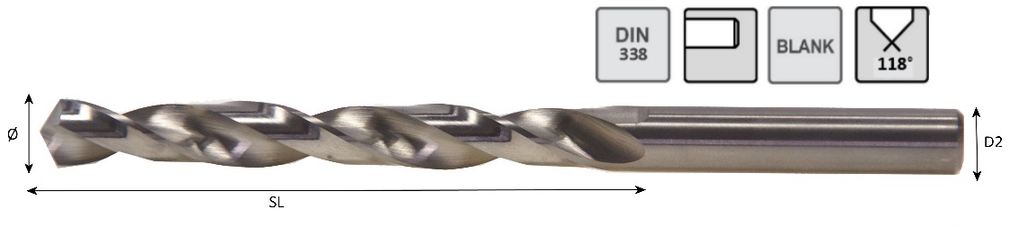 Spiralbohrer VHM Blank DIN338 Bohrer-Ø:5,50