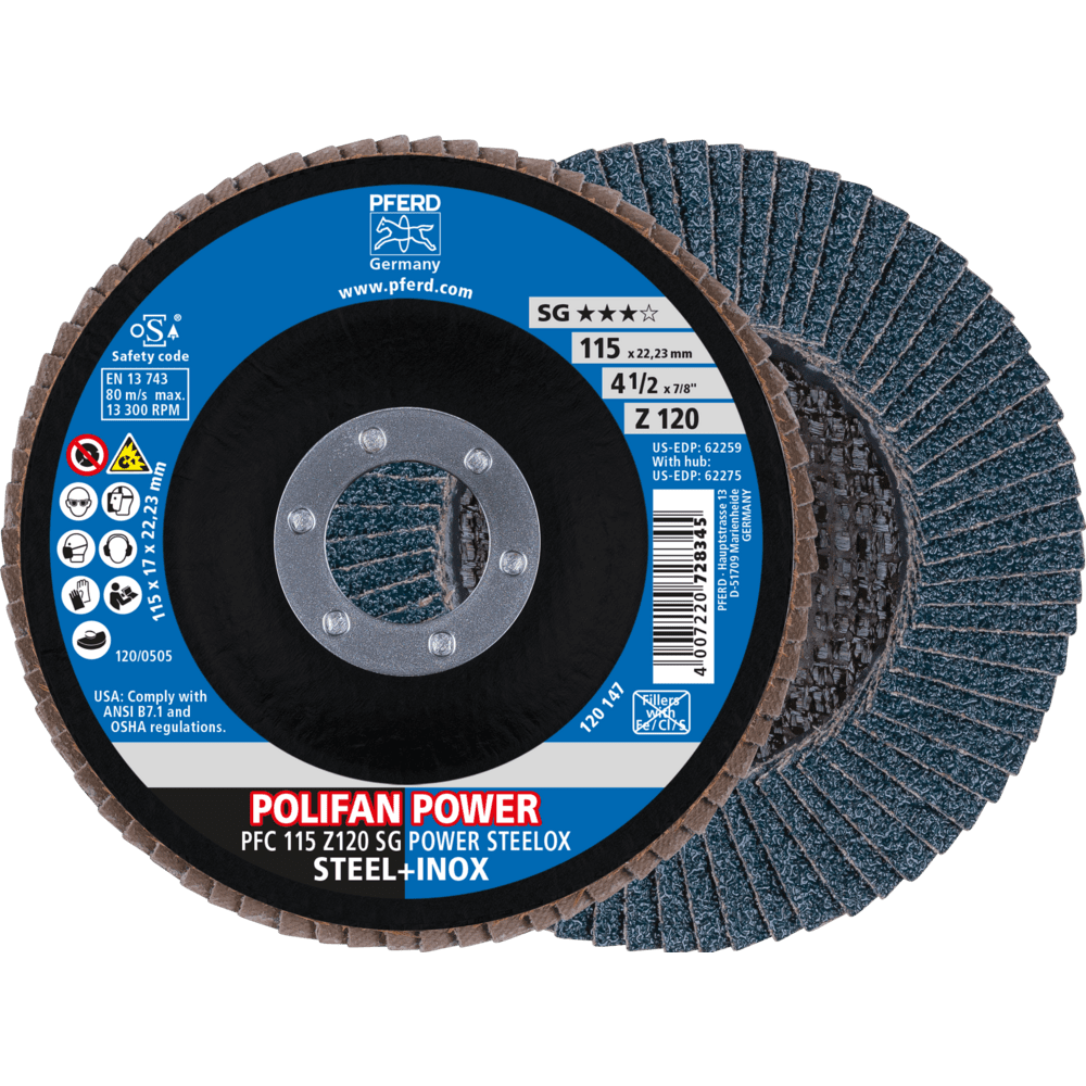 PFERD POLIFAN-Fächerscheiben PFC 115 Z 120 SG POWER STEELOX