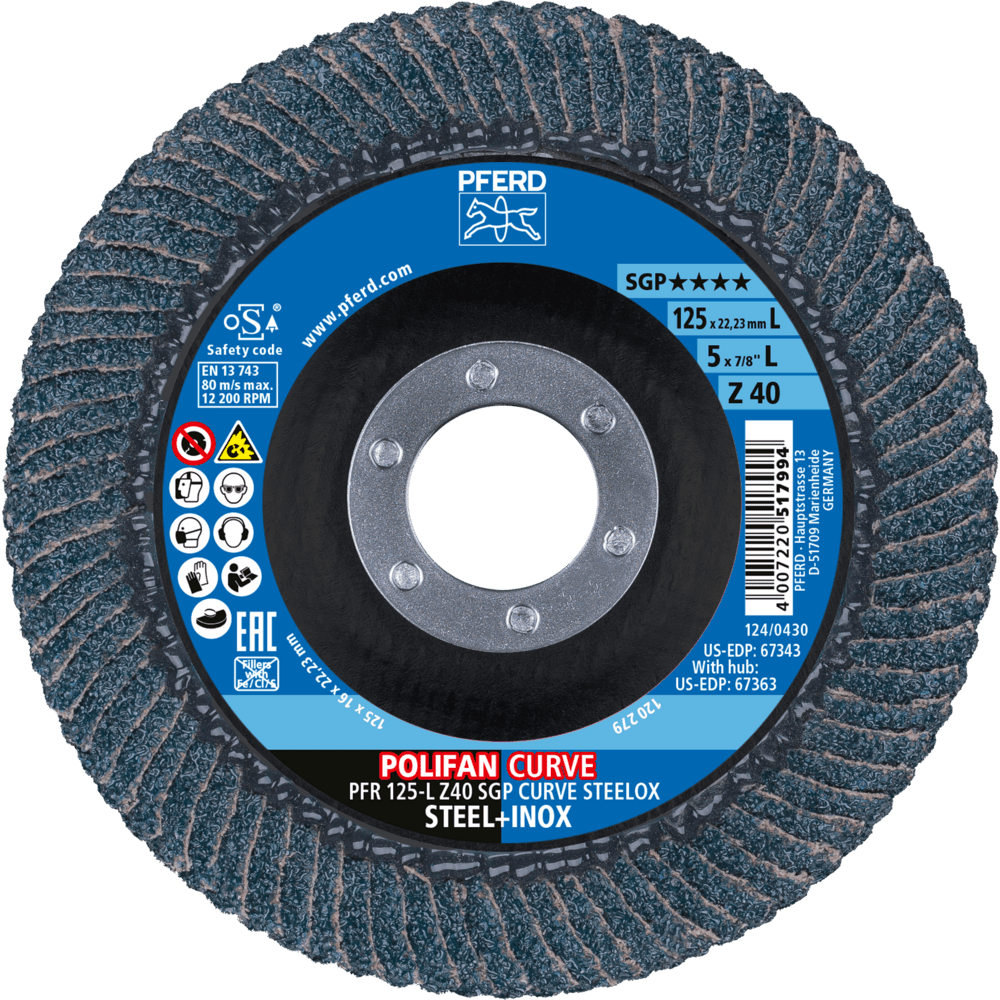 PFERD POLIFAN-Fächerscheiben PFR 125-L Z40 SGP CURVE STEELOX (2)