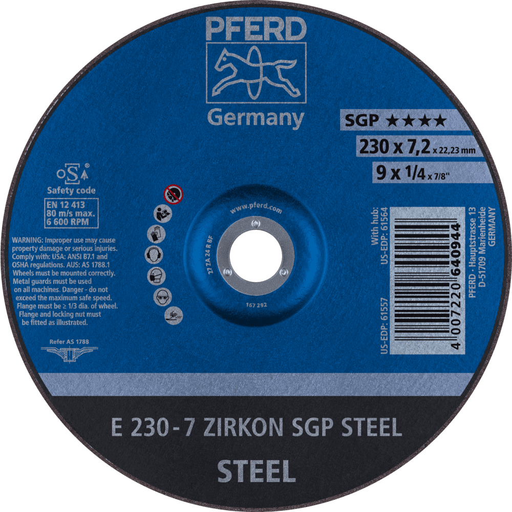 PFERD Schruppscheiben E 230-7 ZIRKON SGP STEEL