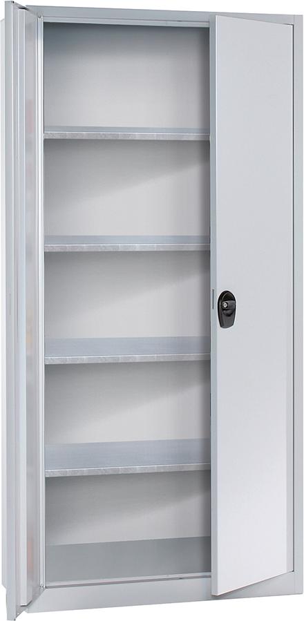 Flügeltürenschrank FORUM 4verz.Böden 50kg Tragl. H1950xB930xT400mm RAL 7035/7035