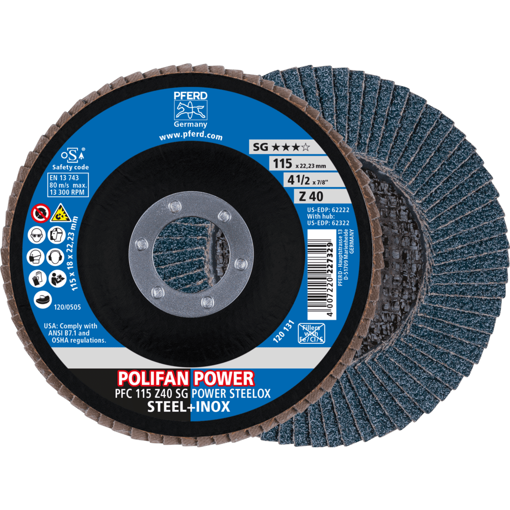 PFERD POLIFAN-Fächerscheiben PFC 115 Z 40 SG POWER STEELOX