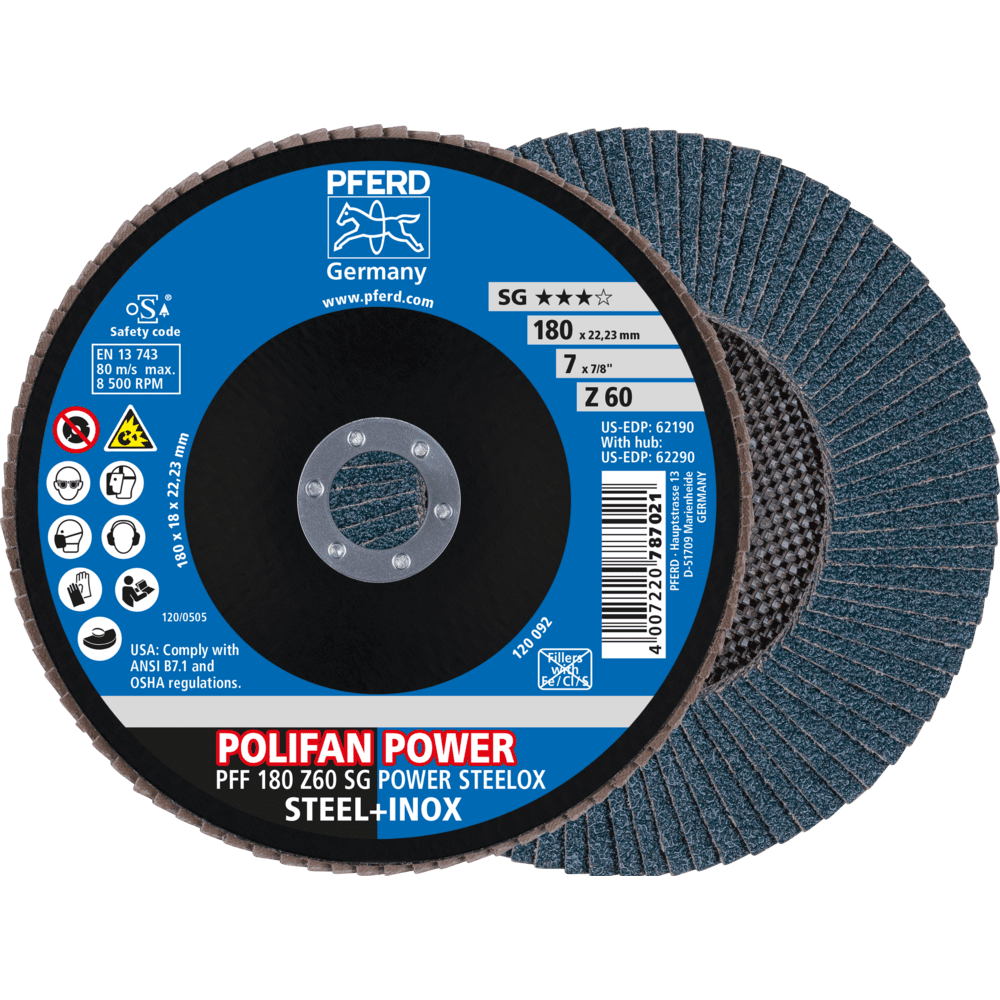 PFERD POLIFAN-Fächerscheiben PFF 180 Z 60 SG POWER STEELOX