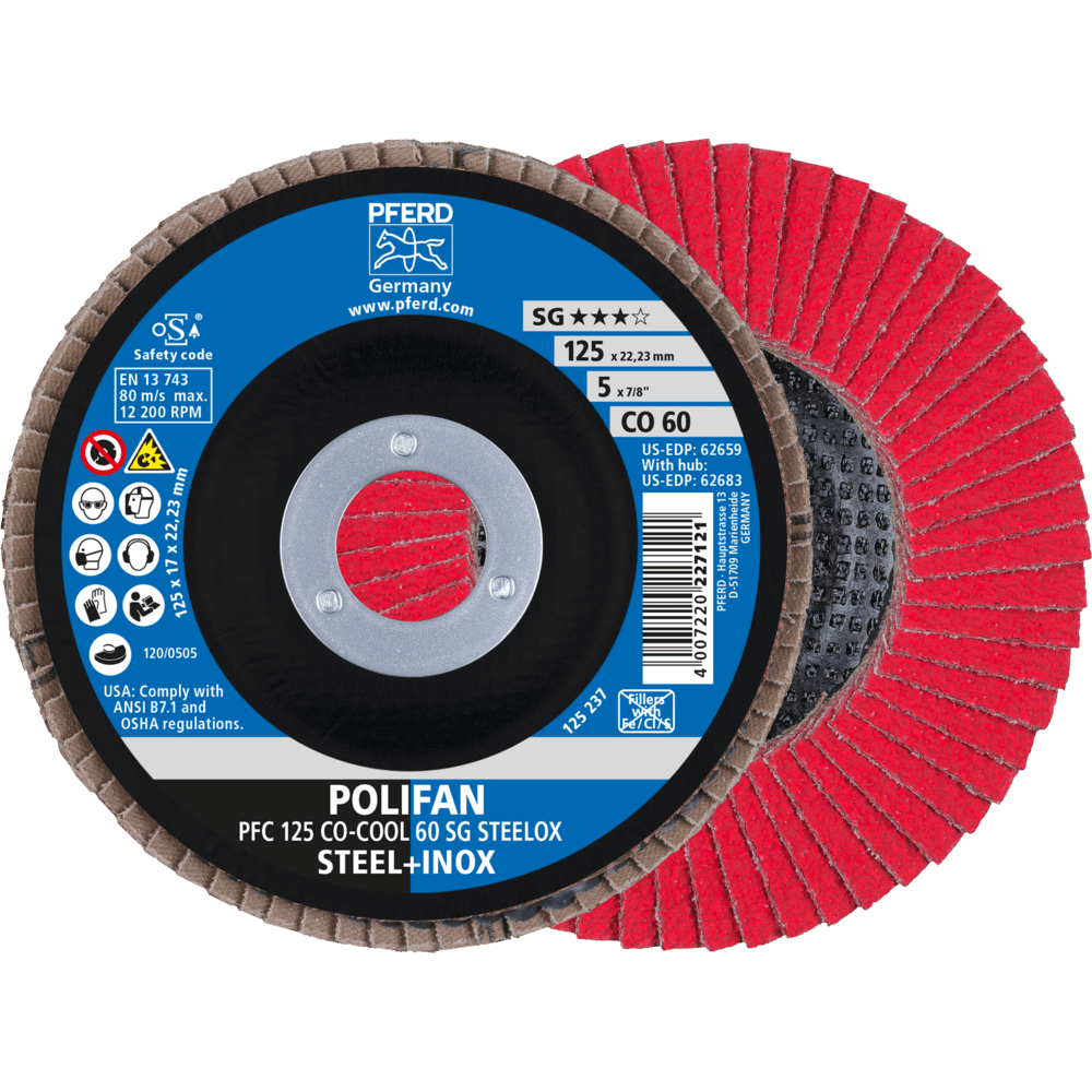 PFERD POLIFAN-Fächerscheiben PFC 125 CO-COOL 60 SG STEELOX