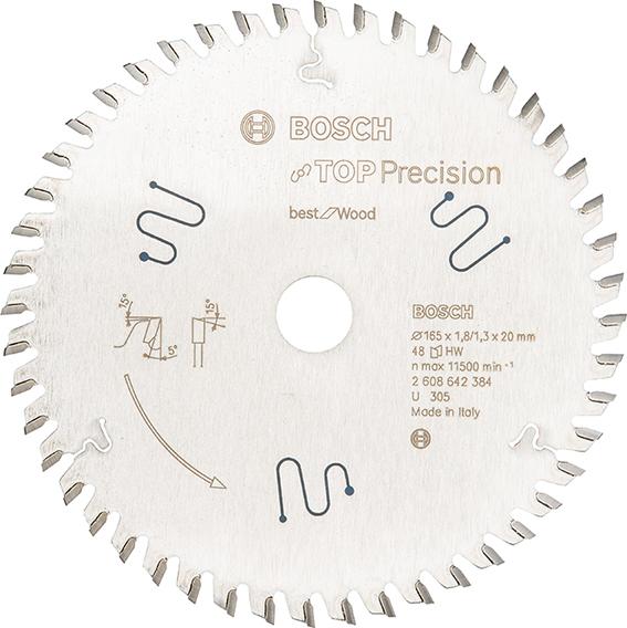 HM-Kreissägeblatt 165x1,8x20mm 48Z W Bosch VE à 1 Stück Top Precision Best f Wood
