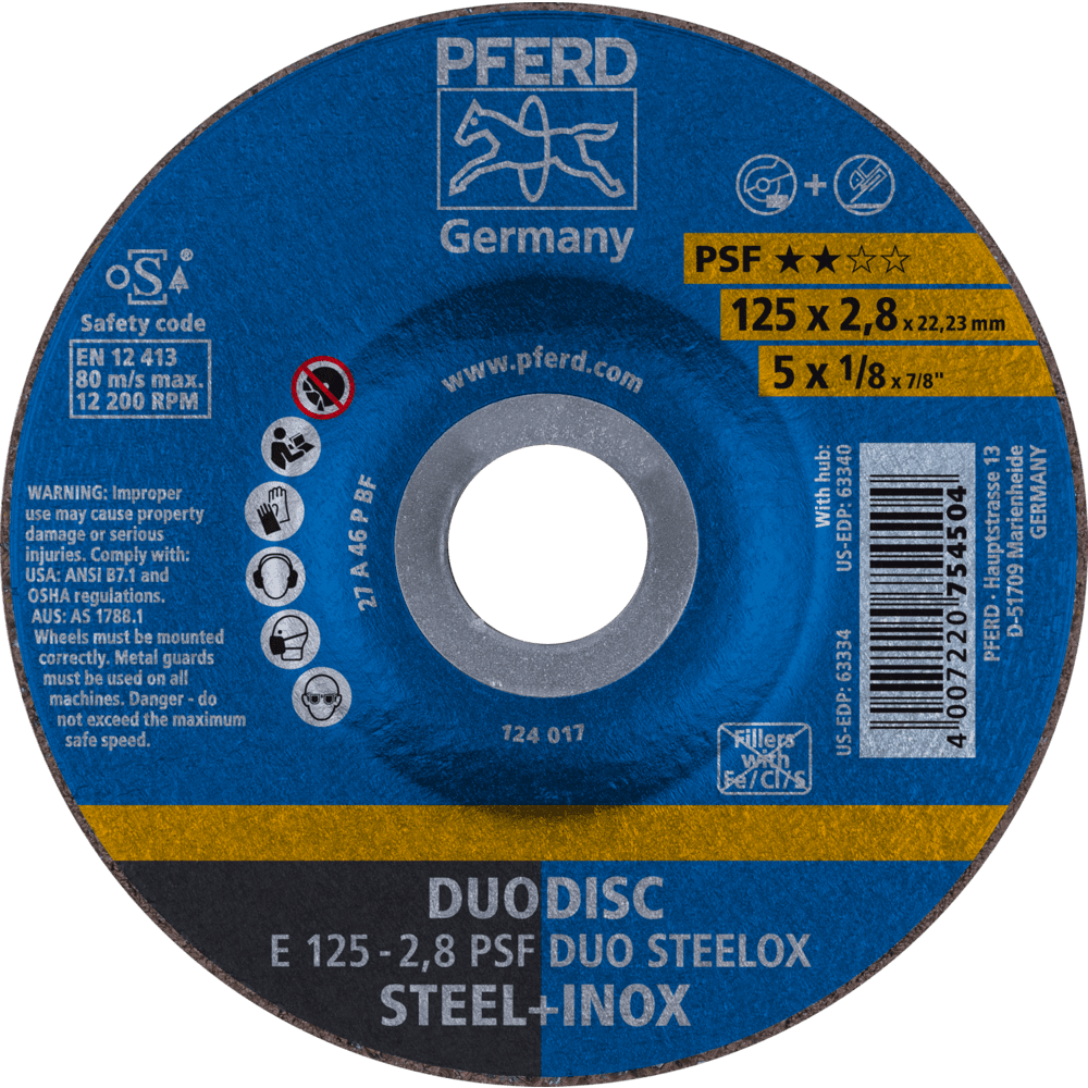 PFERD Trennscheiben E 125-2,8 PSF DUO STEELOX