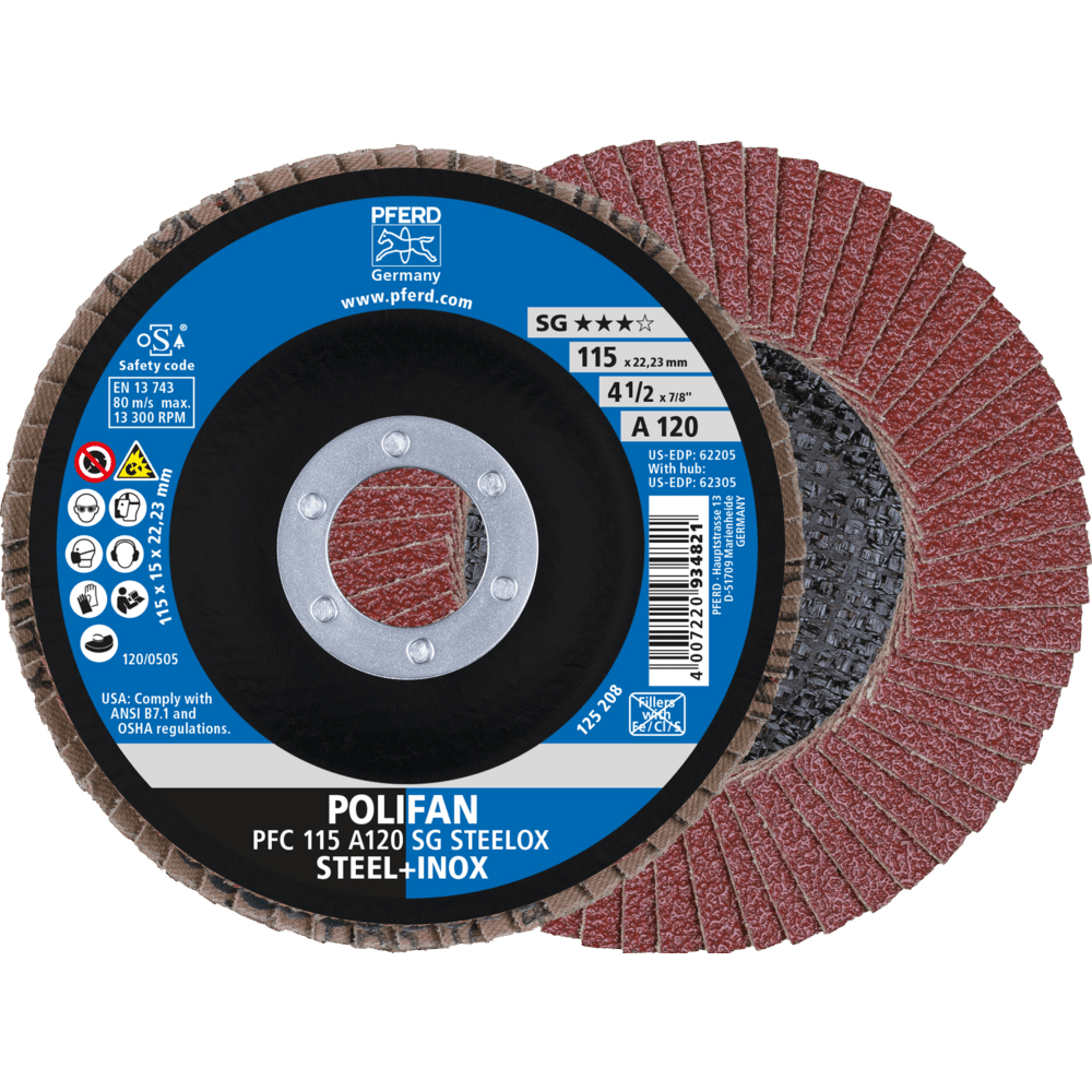 PFERD POLIFAN-Fächerscheiben PFC 115 A 120 SG STEELOX