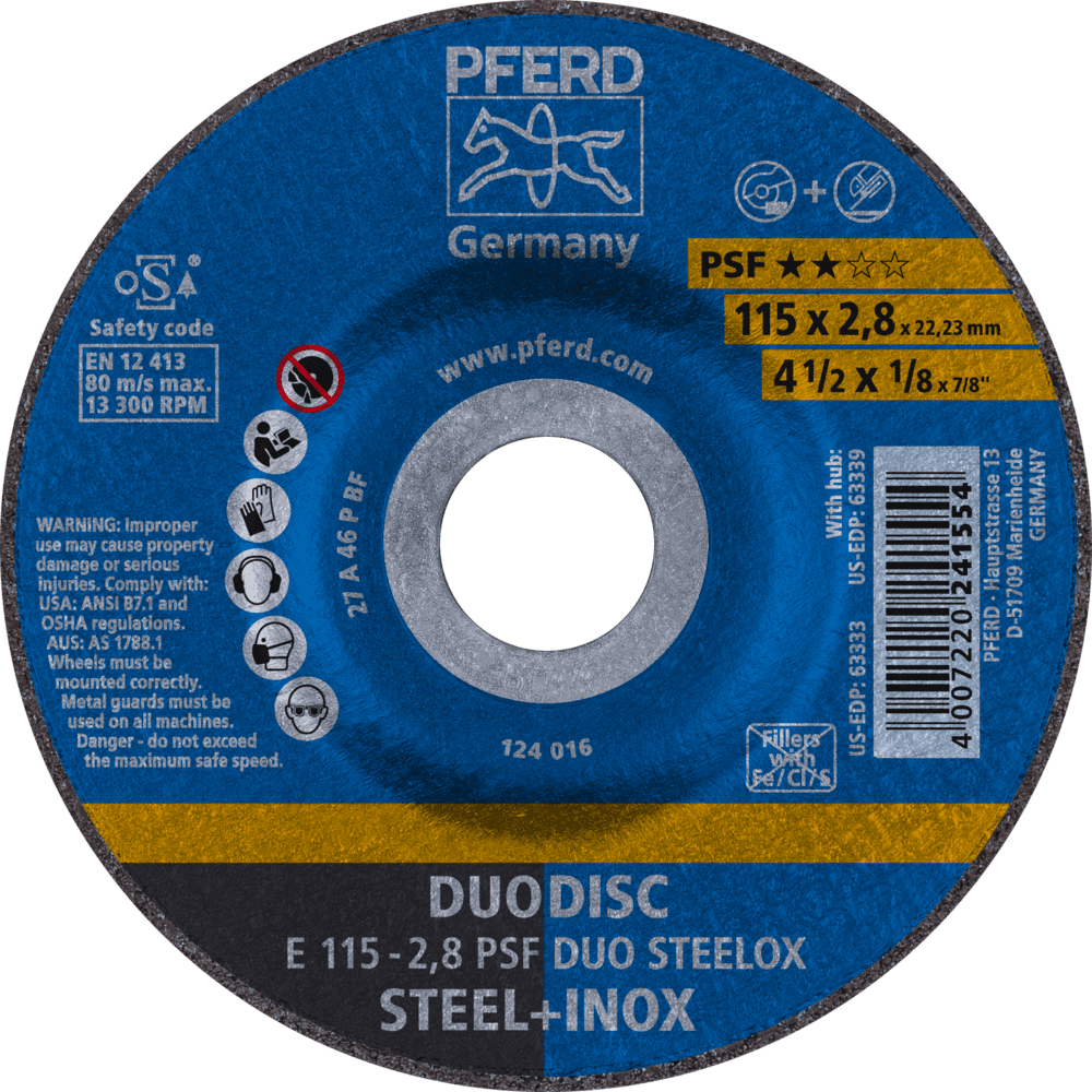 PFERD Trennscheiben E 115-2,8 PSF DUO STEELOX