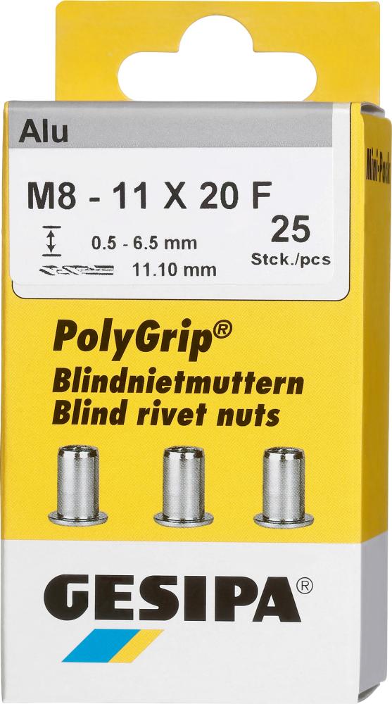 Bl.Nietm.Alu Minipack Polygrip M8 x 11 x 20