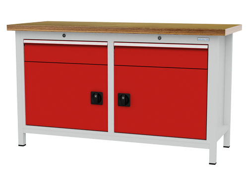 Kastenwerkbank, Tiefe 600 mm, R 24-16, Schubladenanzahl: 2, Anzahl Flügeltüre...
