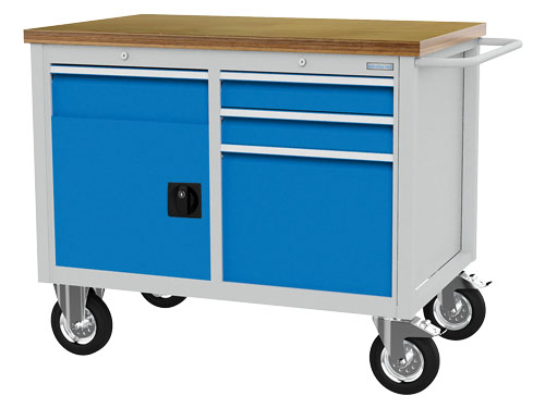 Mobile Werkbank, Tiefe 750 mm, R 18-24, Schubladenanzahl: 4, Anzahl Flügeltür...