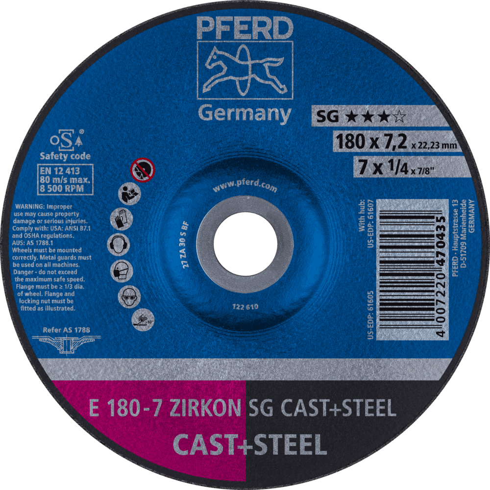 PFERD Schruppscheiben E 180-7 ZIRKON SG CAST+STEEL