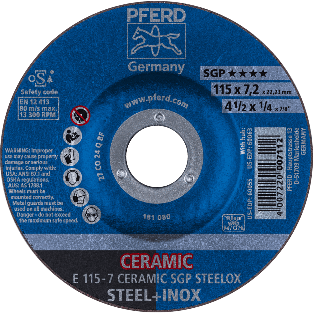 PFERD Schruppscheiben E 115-7 CERAMIC SGP STEELOX