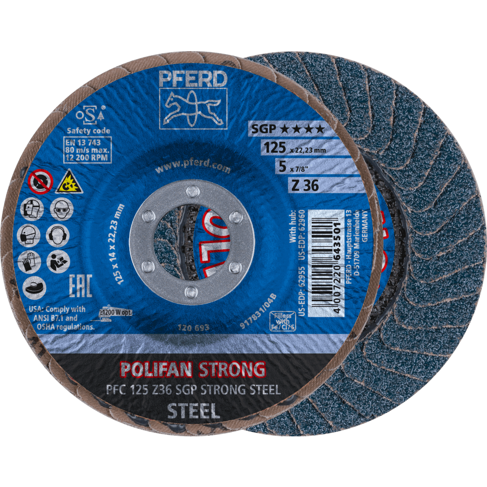 PFERD POLIFAN-Fächerscheiben PFC 125 Z 36 SGP STRONG STEEL