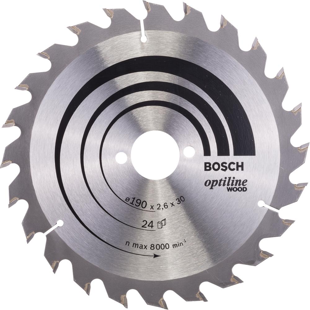 HM-Kreissägeblatt 190x2,6/1,6x30 24Z WZ BosVE à 1 Stück Optiline Wood BOSCH