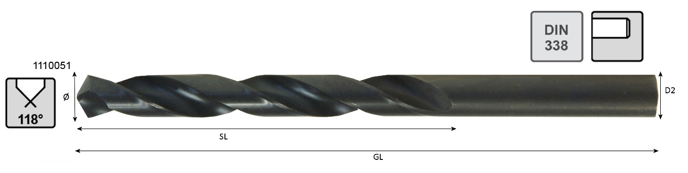 Spiralbohrer DIN338 Typ N  Bohrer-Ø:3,50
