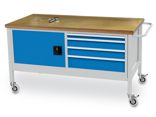Mobile Werkbank, Tiefe 750 mm, R 24-24, Schubladenanzahl: 4, Anzahl Flügeltür...