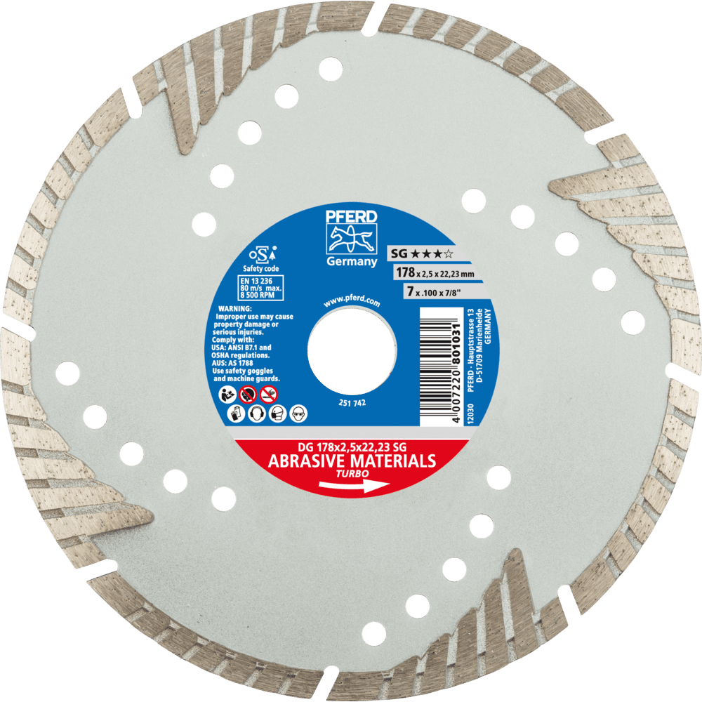 PFERD Diamantwerkzeuge für die Bauindustrie DG 178 x 2,5 x 22,23 SG