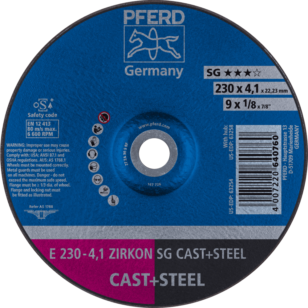 PFERD Schruppscheiben E 230-4,1 ZIRKON SG CAST+STEEL