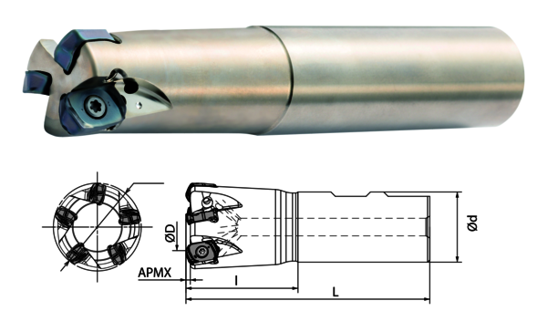 MFH Boost Schaftfräser  D= 40 Anzahl WSP: 5|Kyocera