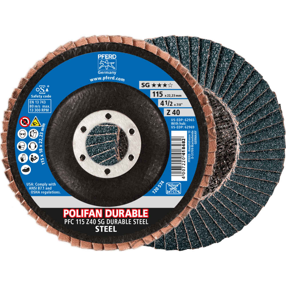PFERD POLIFAN-Fächerscheiben PFC 115 Z40 SG DURABLE STEEL