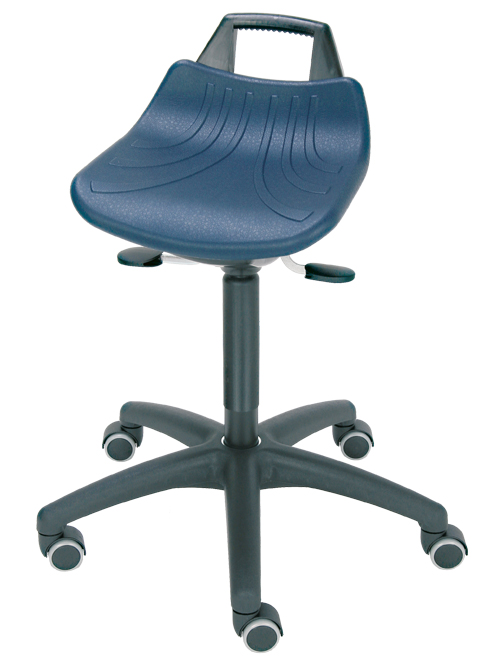 Stehhilfe mit Bodengleitern, Sitzhöhe 560 - 750 mm, Sitzfläche: PU blau