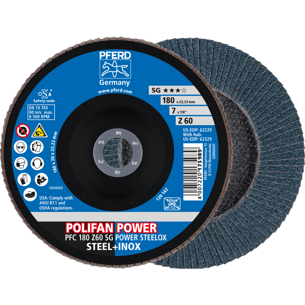 PFERD POLIFAN-Fächerscheiben PFC 180 Z 60 SG POWER STEELOX