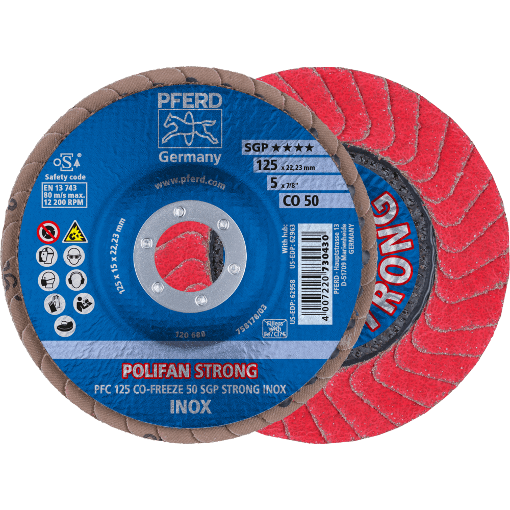 PFERD POLIFAN-Fächerscheiben PFC 125 CO-FREEZE 50 SGP STRONG INOX