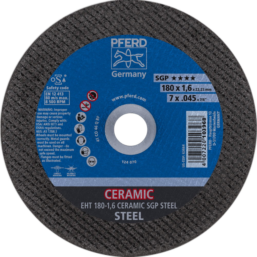 PFERD Trennscheiben EHT 180-1,6 CERAMIC SGP STEEL