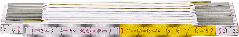 Gliedermaßstab Buche 3mx16mm weiß-gelb Typ 617 Stabila