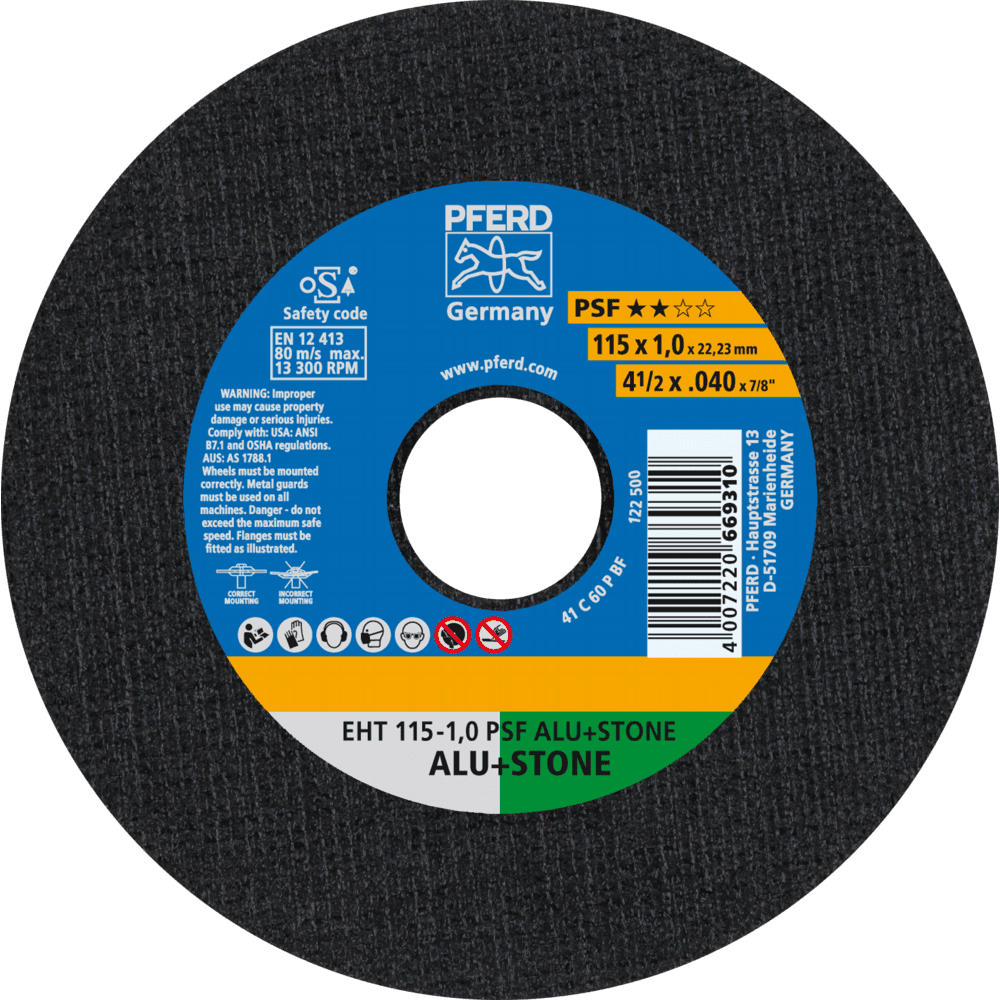 PFERD Trennscheiben EHT 115-1,0 PSF ALU+STONE