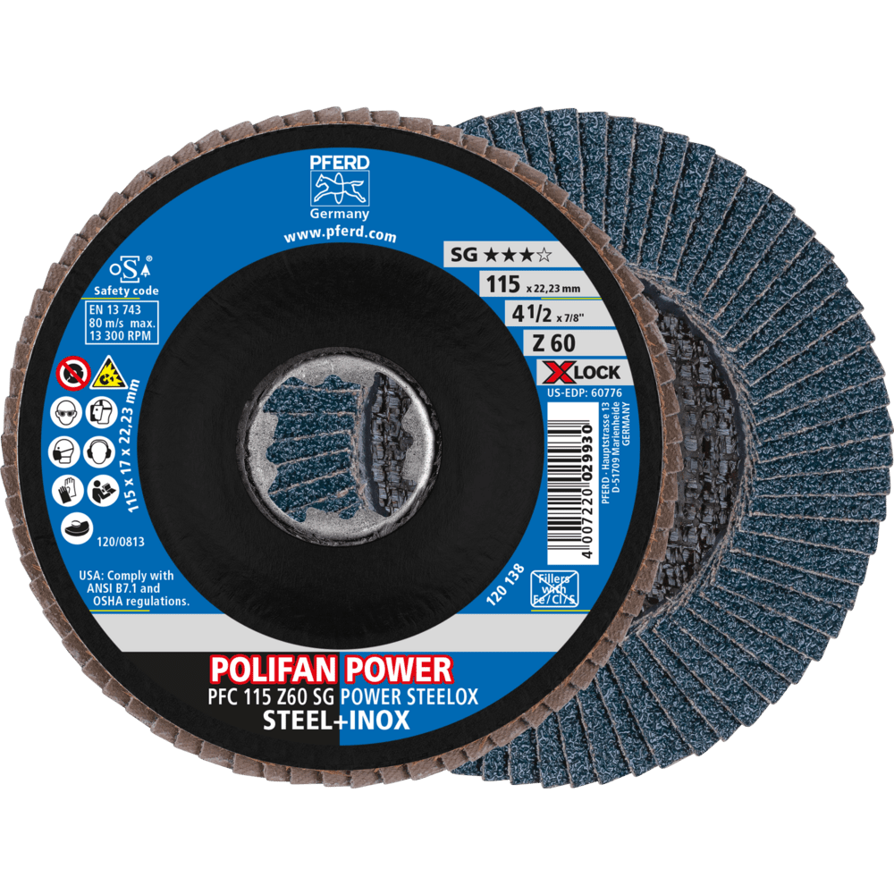 PFERD POLIFAN-Fächerscheiben PFC 115 Z 60 SG POWER STEELOX/X-LOCK