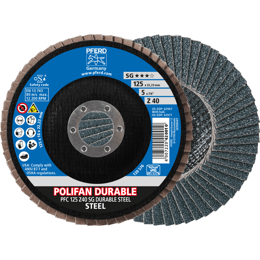 PFERD POLIFAN-Fächerscheiben PFC 125 Z40 SG DURABLE STEEL