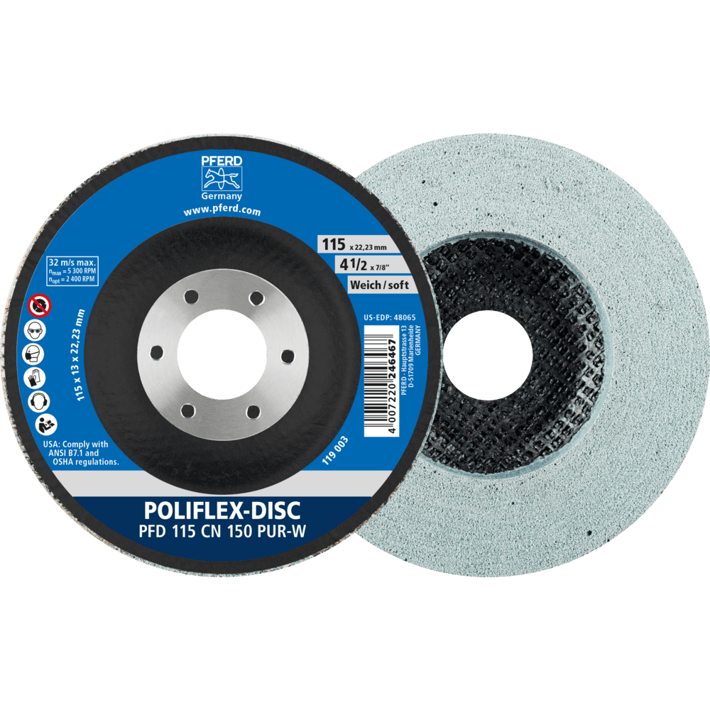 PFERD Poliflex-Feinschleif-Werkzeuge PFD 115-22 CN 150 PUR-W