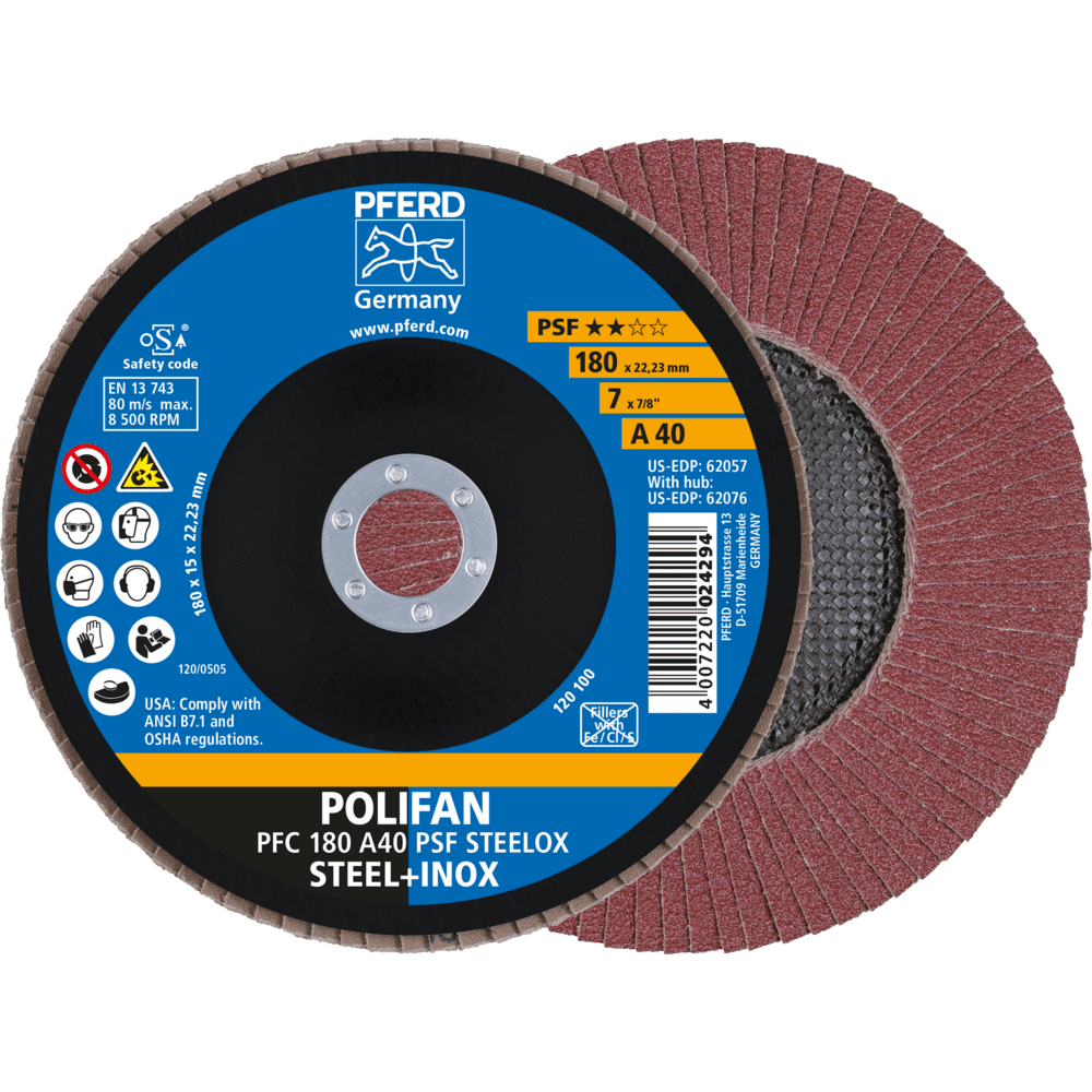 PFERD POLIFAN-Fächerscheiben PFC 180 A 40 PSF STEELOX