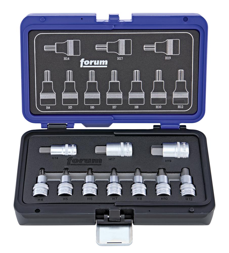 Schraubendrehereinsatz- Satz Innensechskant 1/2" 4-19mm 10-teilig FORUM
