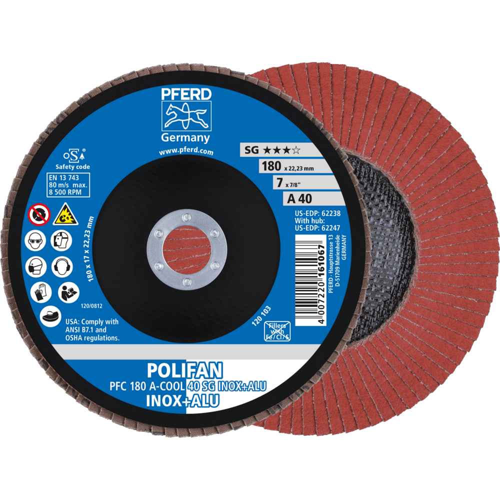 PFERD POLIFAN-Fächerscheiben PFC 180 A-COOL 40 SG INOX+ALU