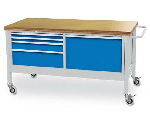 Mobile Werkbank, Tiefe 750 mm, R 24-24, Schubladenanzahl: 5, Anzahl Flügeltür...