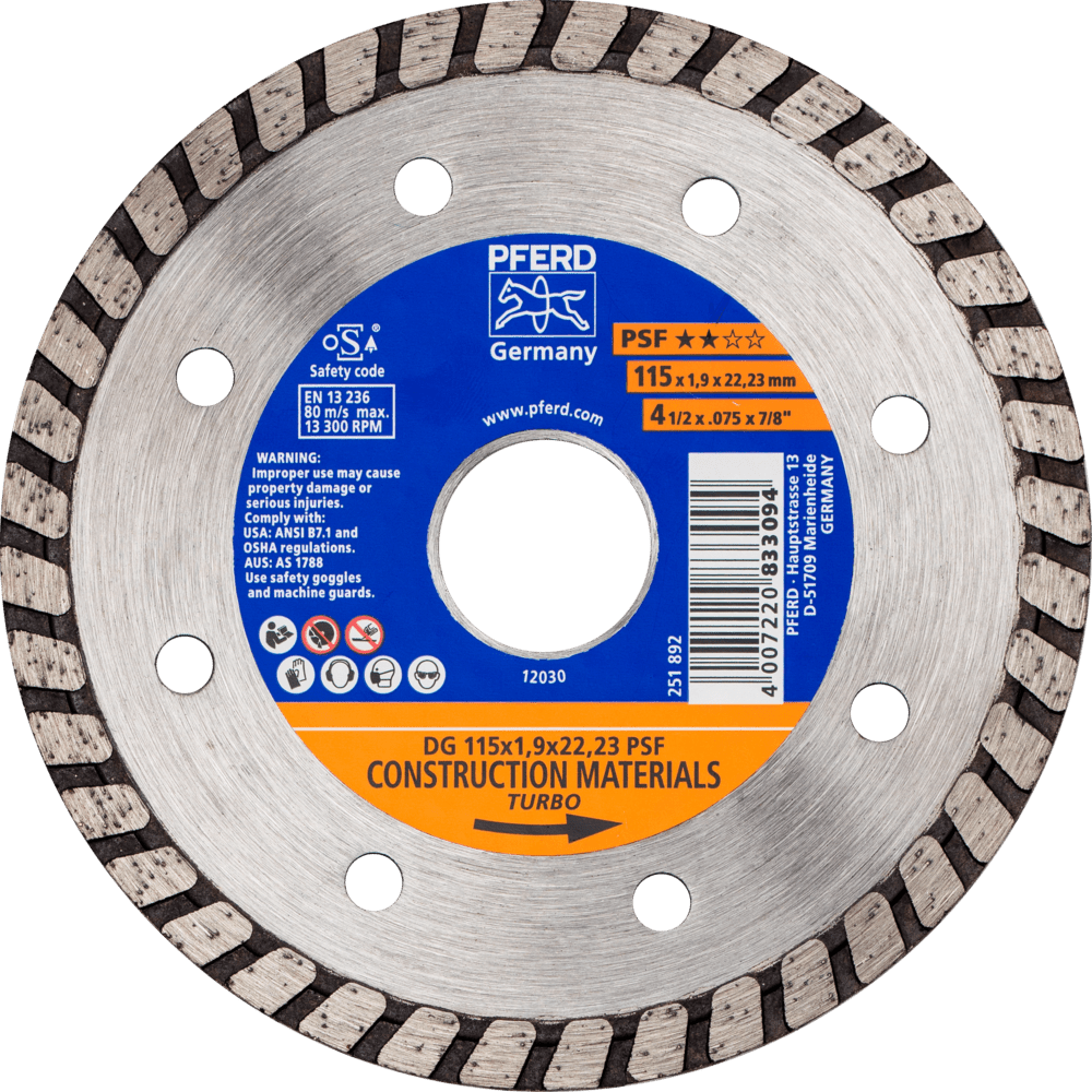 PFERD Diamantwerkzeuge für die Bauindustrie DG 115 x 1,9 x 22,23 PSF