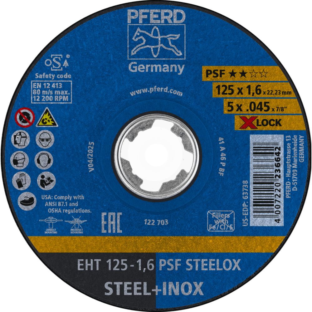 PFERD Trennscheiben EHT 125-1,6 PSF STEELOX/X-LOCK
