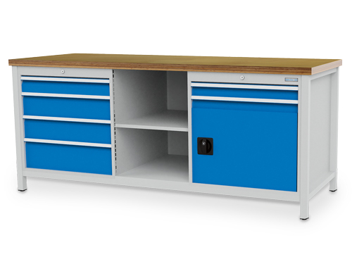 Kastenwerkbank, Tiefe 750 mm, R 24-24, Schubladenanzahl: 6, Anzahl Flügeltüre...