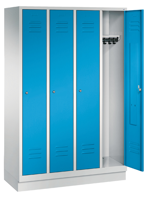 Garderobenschrank mit 100 mm hoher Sockel, 3x Abteile, Abteilbreite in mm: 40...